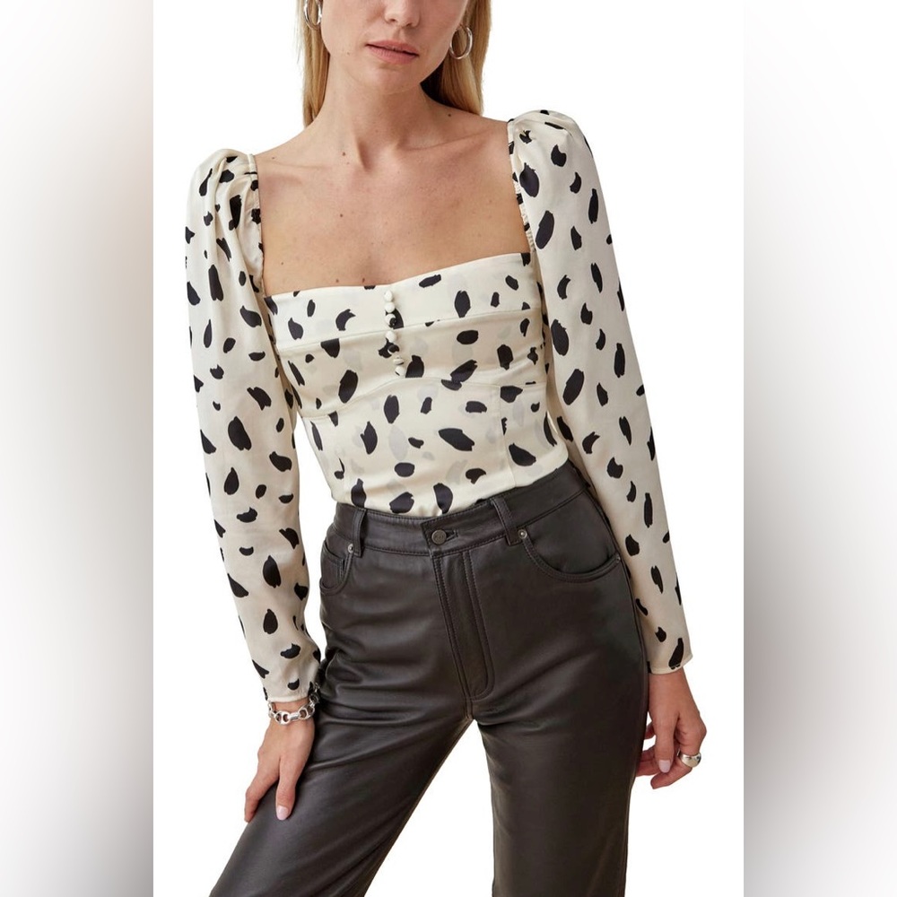 NWOT [reformation] abigaile puff shoulder silk top